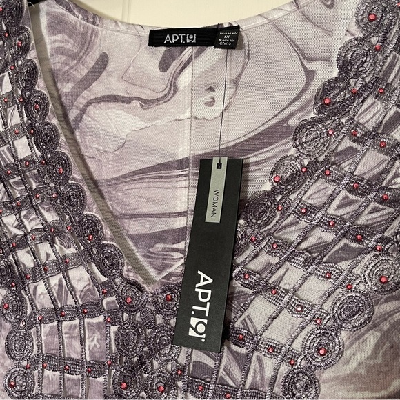 APT 9 Pink Marble Crochet V-Neck Blouse GemsPlus Size 1X NEW - Picture 6 of 10